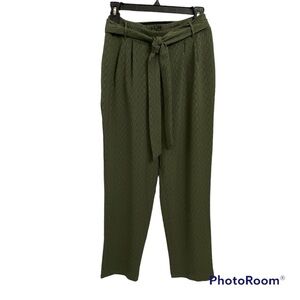 NWT LUSH / Olive Green Printed High Rise Paper Bag Waist Pants Size S